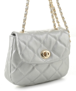 Fashion Quilted Mini Crossbody Bag JUS2659 SILVER/